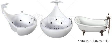 bathtub isolated on a transparent background, 3D illustration, and a CG render bathtub isolated on a transparent background, 3D illustration, and a CG render 136780315