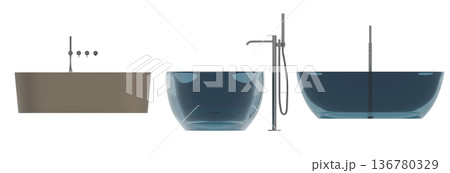 bathtub isolated on a transparent background, 3D illustration, and a CG render 136780329