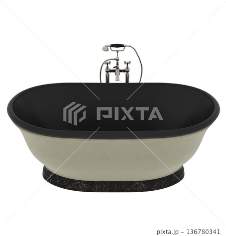 bathtub isolated on a transparent background, 3D illustration, and a CG render 136780341