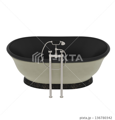 bathtub isolated on a transparent background, 3D illustration, and a CG render 136780342