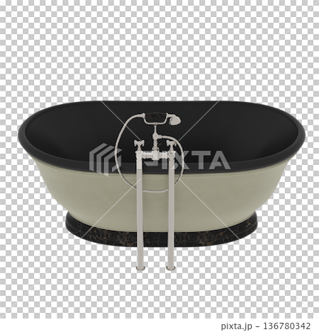 bathtub isolated on a transparent background, 3D illustration, and a CG render 136780342