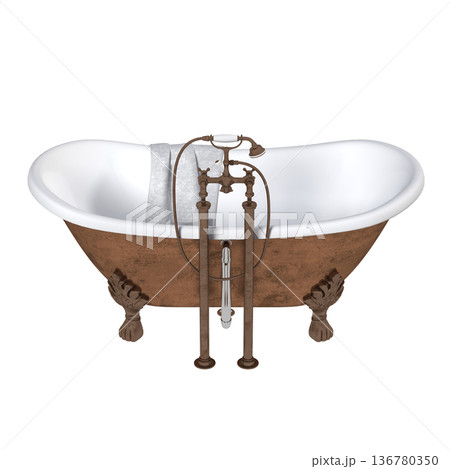 bathtub isolated on a transparent background, 3D illustration, and a CG render 136780350