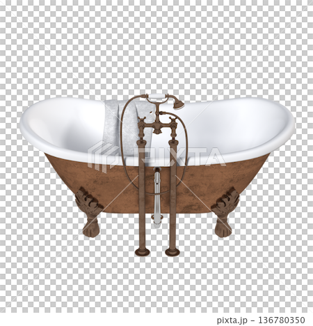 bathtub isolated on a transparent background, 3D illustration, and a CG render 136780350