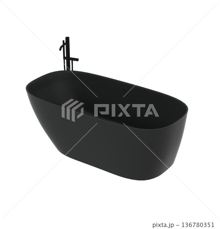 bathtub isolated on a transparent background, 3D illustration, and a CG render bathtub isolated on a transparent background, 3D illustration, and a CG render 136780351