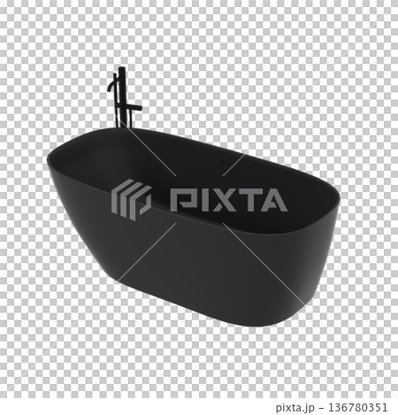 bathtub isolated on a transparent background, 3D illustration, and a CG render 136780351