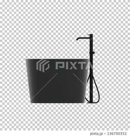 bathtub isolated on a transparent background, 3D illustration, and a CG render bathtub isolated on a transparent background, 3D illustration, and a CG render 136780352