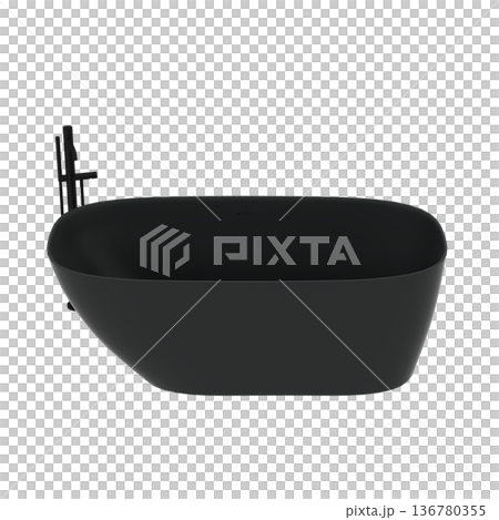 bathtub isolated on a transparent background, 3D illustration, and a CG render bathtub isolated on a transparent background, 3D illustration, and a CG render 136780355