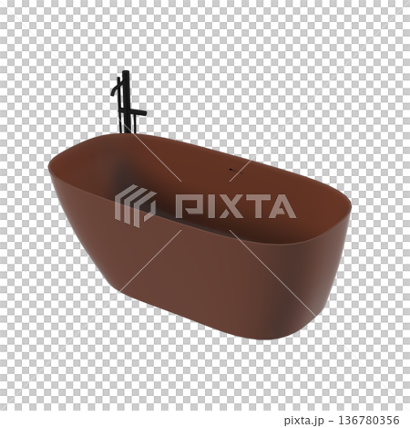 bathtub isolated on a transparent background, 3D illustration, and a CG render bathtub isolated on a transparent background, 3D illustration, and a CG render 136780356