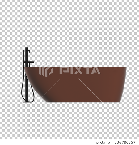 bathtub isolated on a transparent background, 3D illustration, and a CG render bathtub isolated on a transparent background, 3D illustration, and a CG render 136780357