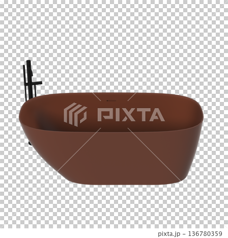 bathtub isolated on a transparent background, 3D illustration, and a CG render 136780359