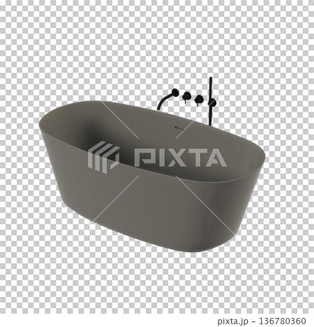 bathtub isolated on a transparent background, 3D illustration, and a CG render bathtub isolated on a transparent background, 3D illustration, and a CG render 136780360