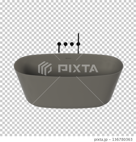 bathtub isolated on a transparent background, 3D illustration, and a CG render bathtub isolated on a transparent background, 3D illustration, and a CG render 136780363