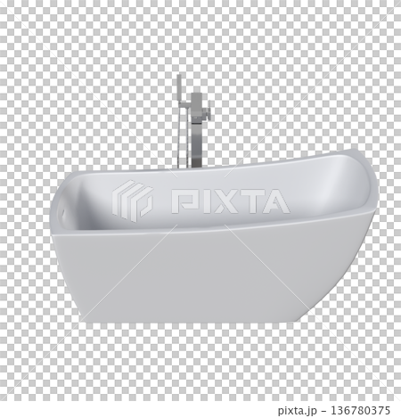 bathtub isolated on a transparent background, 3D illustration, and a CG render bathtub isolated on a transparent background, 3D illustration, and a CG render 136780375