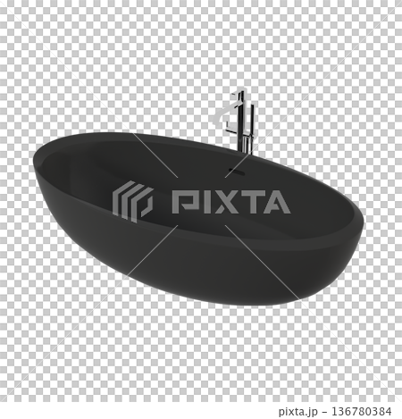 bathtub isolated on a transparent background, 3D illustration, and a CG render 136780384