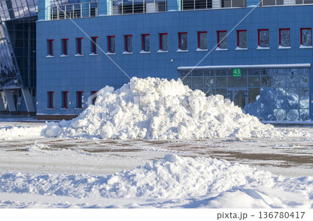 Huge snowdrifts in the parking lot Huge snowdrifts in the parking lot 136780417