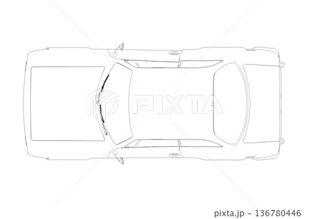 car outline drawing, sketch, contour image 136780446