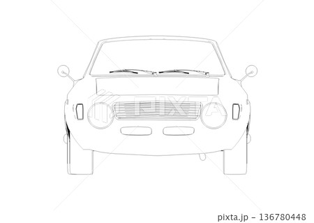 car outline drawing, sketch, contour image 136780448