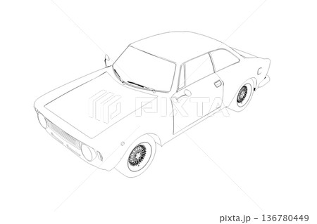 car outline drawing, sketch, contour image car outline drawing, sketch, contour image 136780449