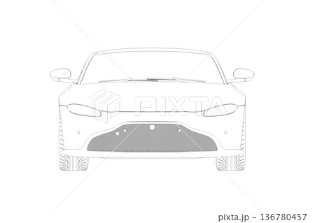 car outline drawing, sketch, contour image 136780457