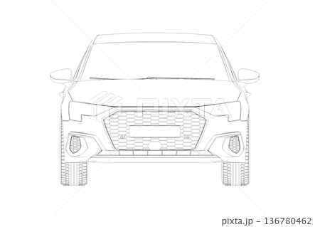 car outline drawing, sketch, contour image car outline drawing, sketch, contour image 136780462