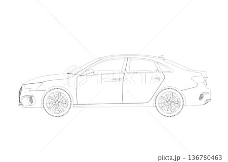 car outline drawing, sketch, contour image car outline drawing, sketch, contour image 136780463