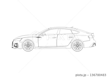 car outline drawing, sketch, contour image car outline drawing, sketch, contour image 136780483