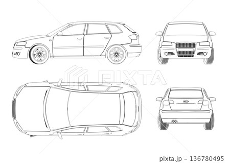 car outline drawing, sketch, contour image car outline drawing, sketch, contour image 136780495