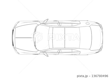 car outline drawing, sketch, contour image 136780496
