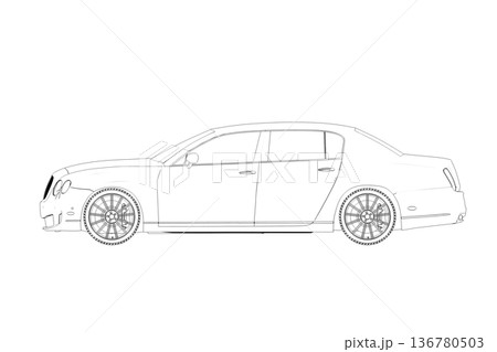 car outline drawing, sketch, contour image 136780503