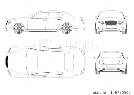 car outline drawing, sketch, contour image car outline drawing, sketch, contour image 136780505