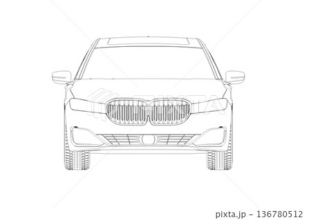 car outline drawing, sketch, contour image 136780512