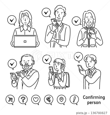 携帯電話やパソコンを確認する人 136780827