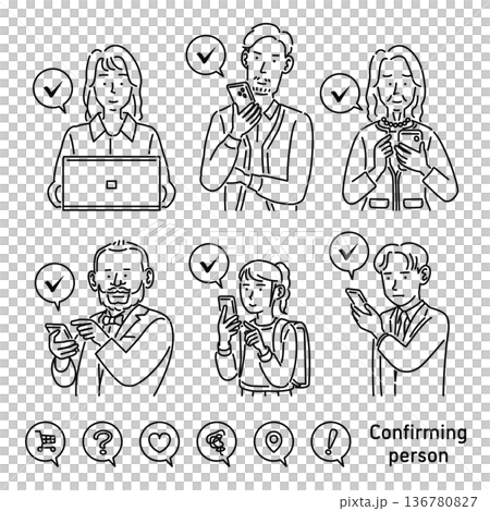 携帯電話やパソコンを確認する人 136780827