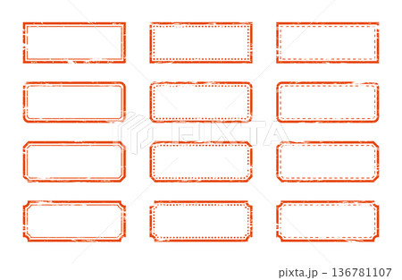 小さな赤い枠のスタンプセット 136781107