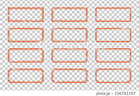 小さな赤い枠のスタンプセット 136781107