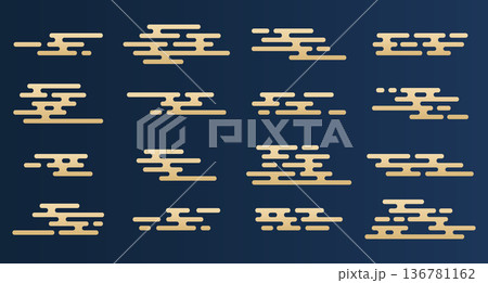 Set of chinese cloud icon. Set of japanese cloud. Asian clouds. Decorative elements for design. Vector illustration 136781162