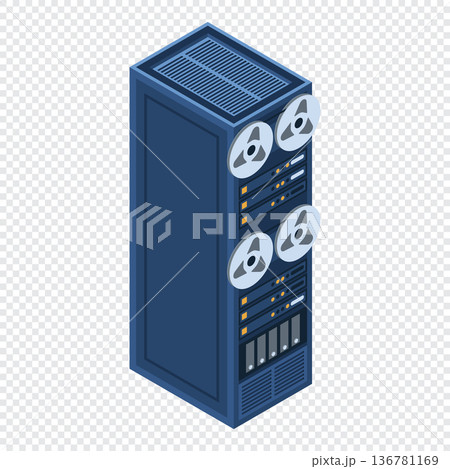 Server rack. Isometric server. Server network equipment. Computer network technology. Isometric technology. Vector illustration 136781169