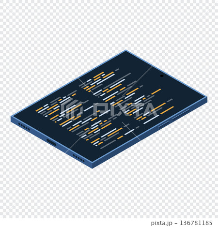 Isometric tablet. Program code on tablet...のイラスト素材 [136781185] - PIXTA