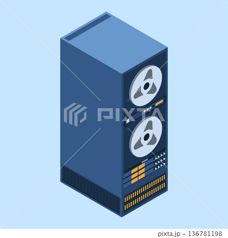 Server rack. Isometric server. Server network equipment. Computer network technology. Isometric technology. Vector illustration Server rack. Isometric server. Server network equipment. Computer network technology. Isometric technology. Vector illustration 136781198