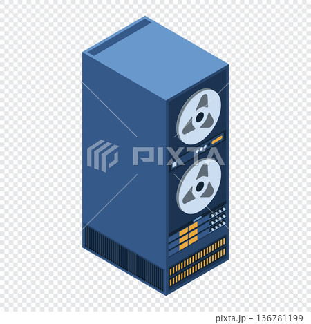 Server rack. Isometric server. Server network equipment. Computer network technology. Isometric technology. Vector illustration 136781199