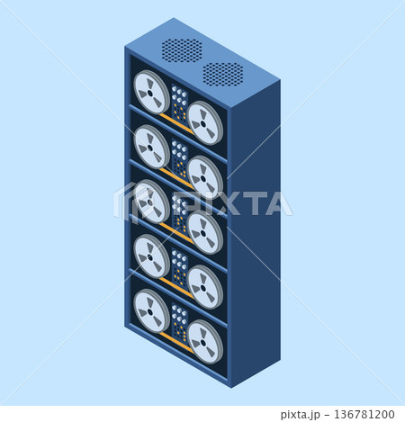 Server rack. Isometric server. Server network equipment. Computer network technology. Isometric technology. Vector illustration 136781200