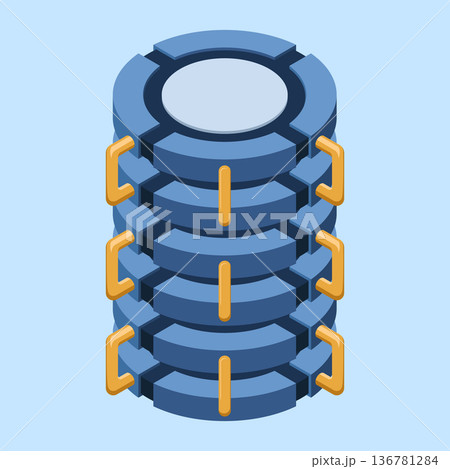 Isometric cloud database. Cloud computing and file cloud storage. Big data storage technology. Isometric technology. Vector illustration 136781284