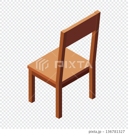 Isometric chair. Wooden chair. Isometric dining room furniture. Isometric furniture Isometric chair. Wooden chair. Isometric dining room furniture. Isometric furniture 136781327