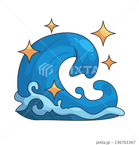 Illustration of wave with sparkle Illustration of wave with sparkle 136781367