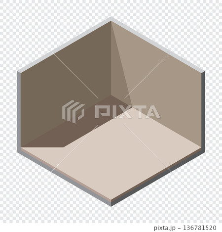 Isometric empty room. Isometric home room. Room interior without furniture. Square space. Vector illustration Isometric empty room. Isometric home room. Room interior without furniture. Square space. Vector illustration 136781520