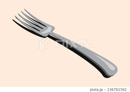 Isometric fork. Shiny fork. Isometric cutlery. Isometric tableware. Vector illustration 136781562