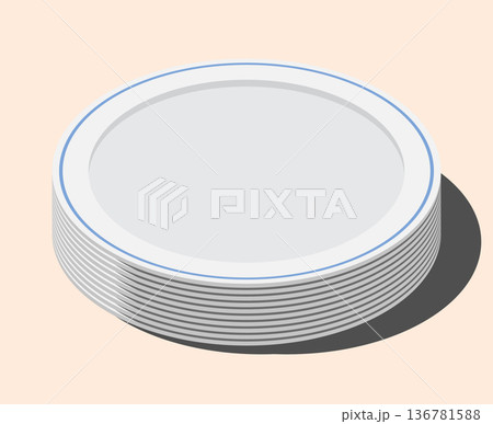 Isometric plates. Empty plates. Isometric...のイラスト素材 [136781588] - PIXTA