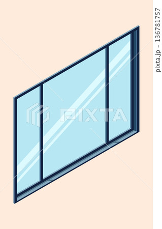 Isometric window. Modern closed window. Interior elements. Furniture elements. Isometric furniture Isometric window. Modern closed window. Interior elements. Furniture elements. Isometric furniture 136781757
