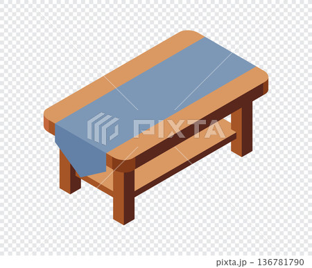 Isometric table. Wooden table. Modern table. Isometric home furniture. Living room furniture Isometric table. Wooden table. Modern table. Isometric home furniture. Living room furniture 136781790