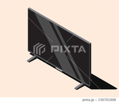 Isometric modern TV. Isometric led TV. Home television. Realistic smart led tv with shadow 136781806